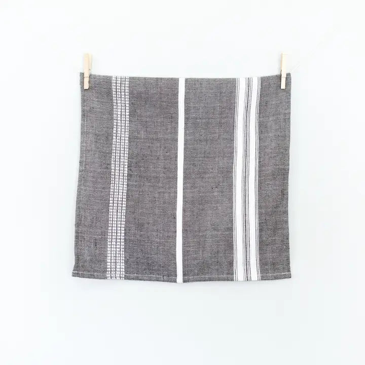 Aden Cotton Dinner Napkin in Grey and Natural - Image 2