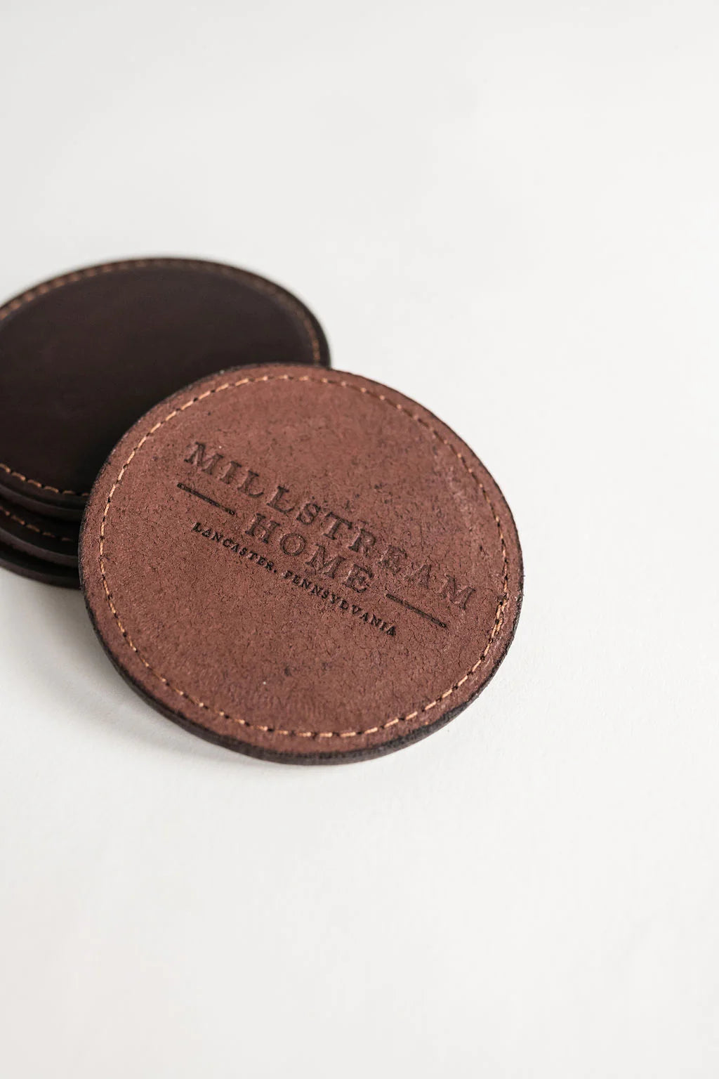 The Leather Coaster Set of 4 in Tobacco - Image 3