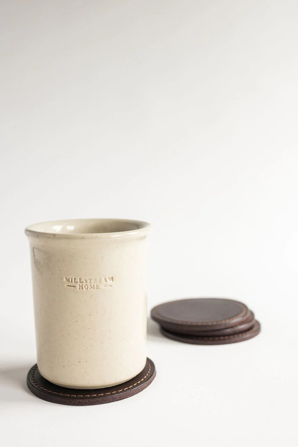 The Leather Coaster Set of 4 in Tobacco - Image 2