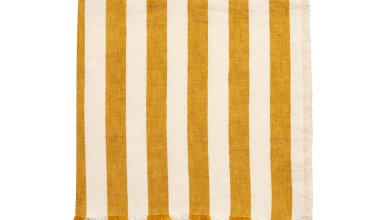 Washed Fringe Awning Striped Napkin in Mustard, from Deborah Rhodes