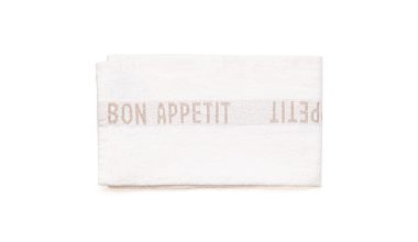 Bon Appetit Tea Towel in White Linen, from Charvet Editions