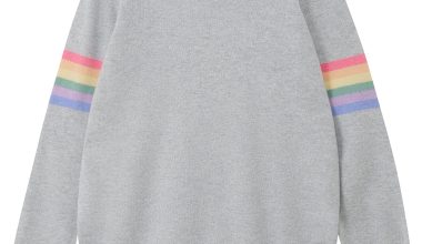 Rainbow Arms Cashmere Crew in Light Grey, from Jumper 1234