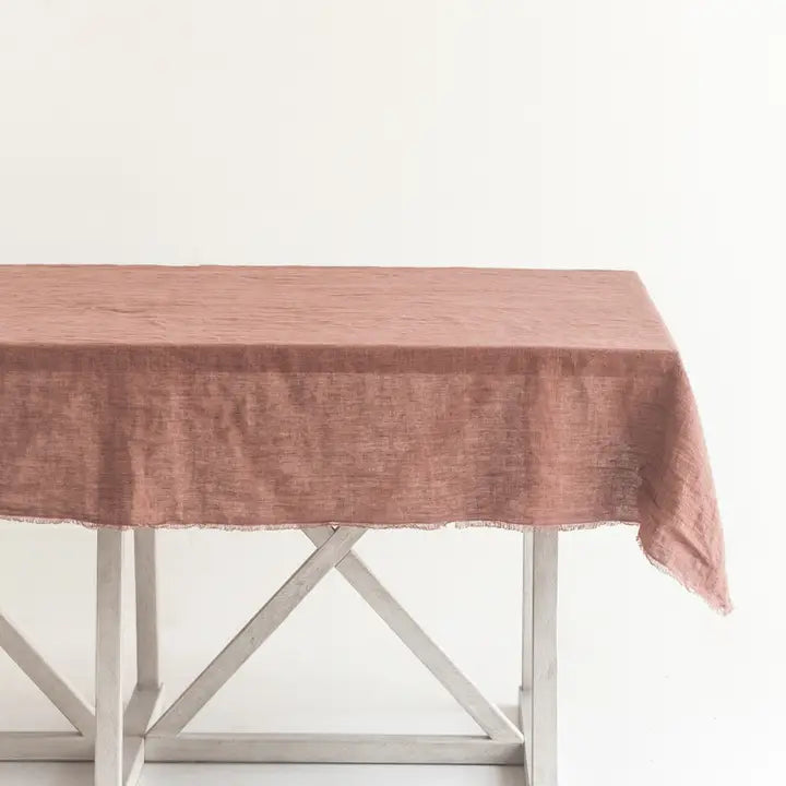 Stone Washed Linen Tablecloth in Ash Rose - Image 3