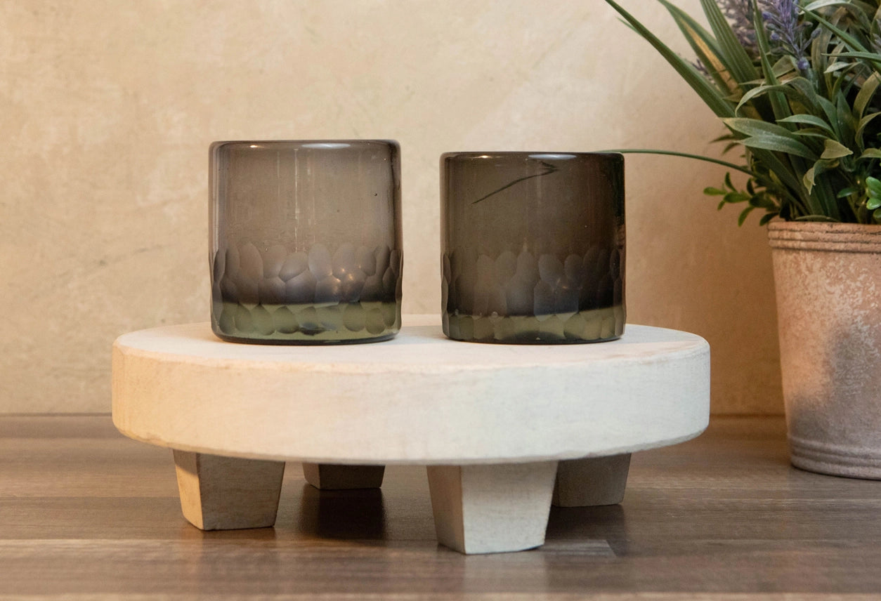 Handblown Etched Rocks Glass in Smoke, from Verve Culture - Image 2