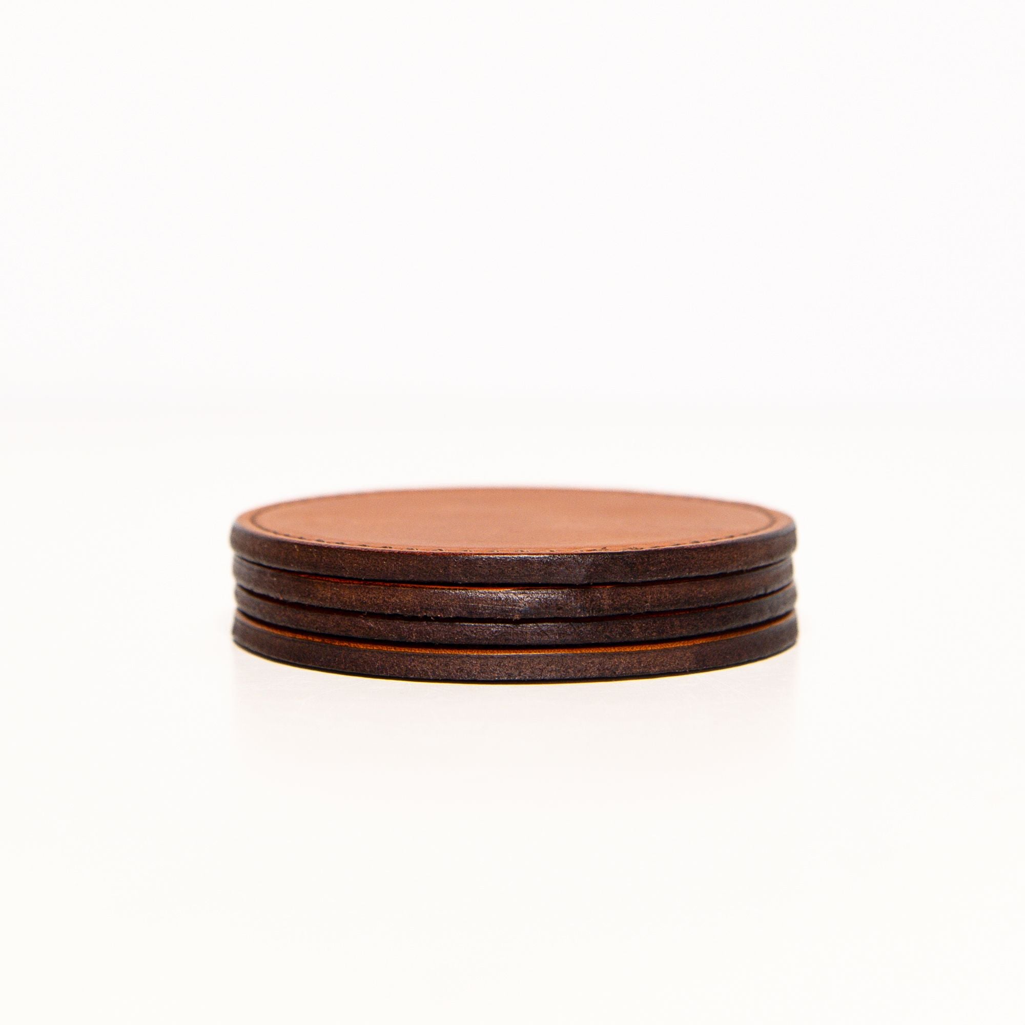 Leather Coaster Set of 4 in Camel - Image 3