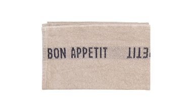 Bon Appetit Tea Towel in Black Linen, from Charvet Editions