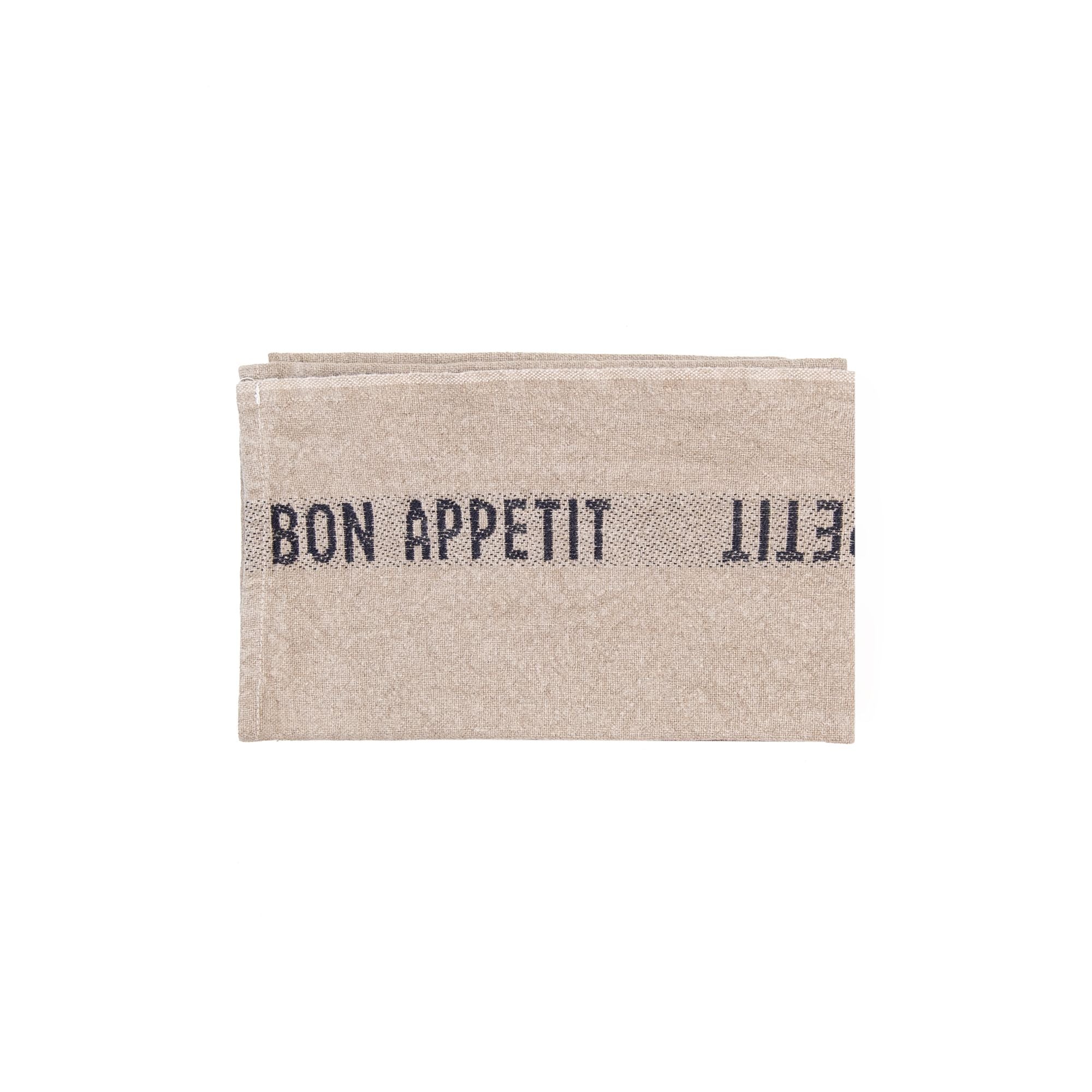 Bon Appetit Tea Towel in Black Linen, from Charvet Editions