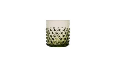 Hobnail Short Glass in Olive Green