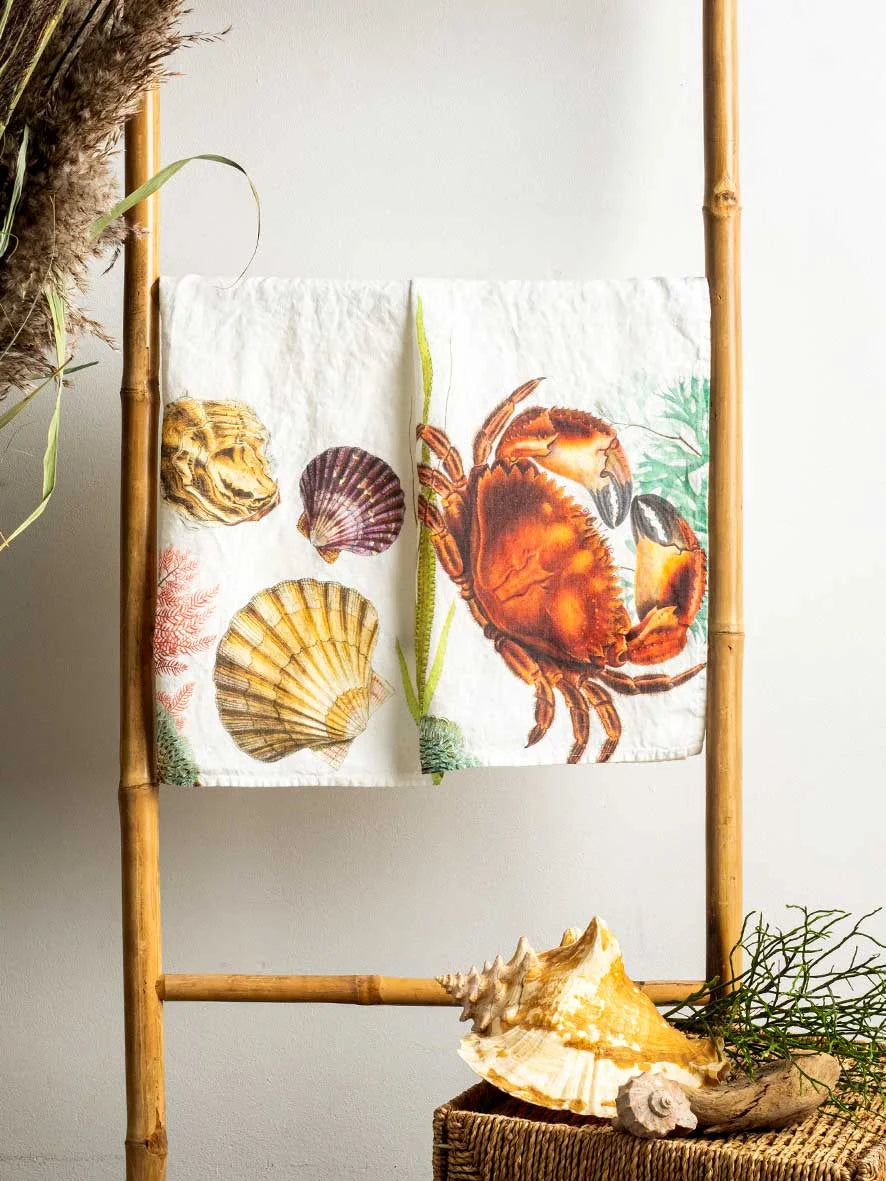 Set of 2 Oyster and Crab Kitchen Towels, from Linoroom - Image 2