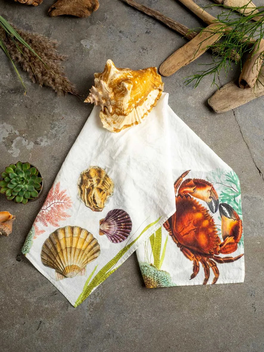 Set of 2 Oyster and Crab Kitchen Towels, from Linoroom - Image 3