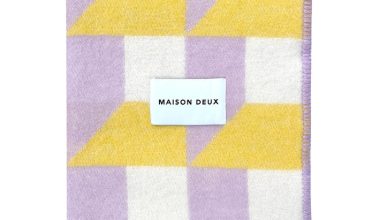 Cubics Blanket in Lilac and Sun, from Maison Deux