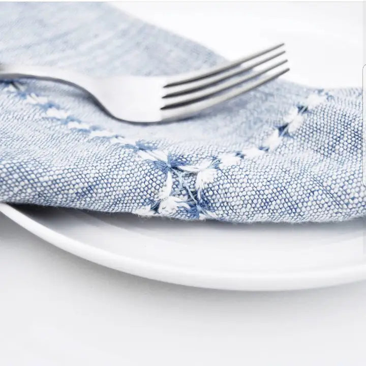 Pulled Cotton Napkin in Navy - Image 2