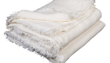 Crumpled Linen Washed Throw in Blanc, from Maison de Vacances