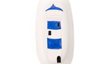 Large Oval Platter Lighthouse in Blue, from Gemma Orkin Ceramics