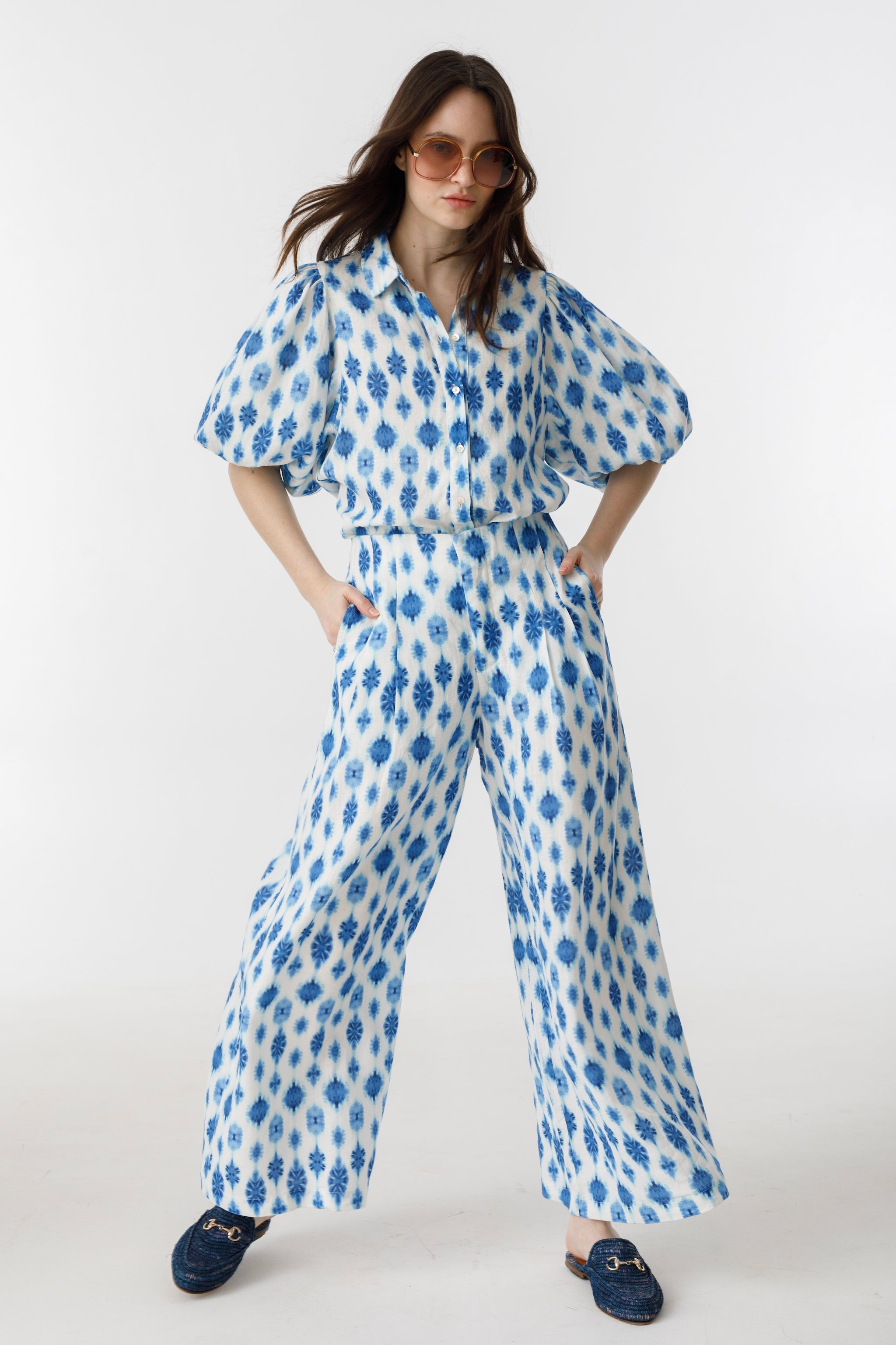 Angel Linen Shirt in Hamptons Print, from Lanhtropy - Image 2