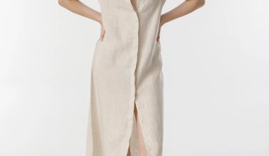 Athina Midi Linen Dress in Natural, from Lanhtropy