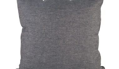 Crumpled Washed Linen Pillow 26x26 in Ardoise, from Maison De Vacances