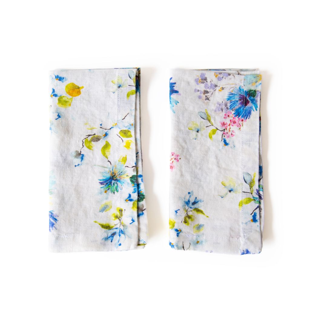 Set of 2 Flower Napkins in White, from Linen Tales - Image 2