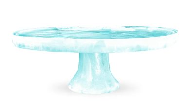 Footed Cake Stand in Aqua Swirl, from Nashi Home