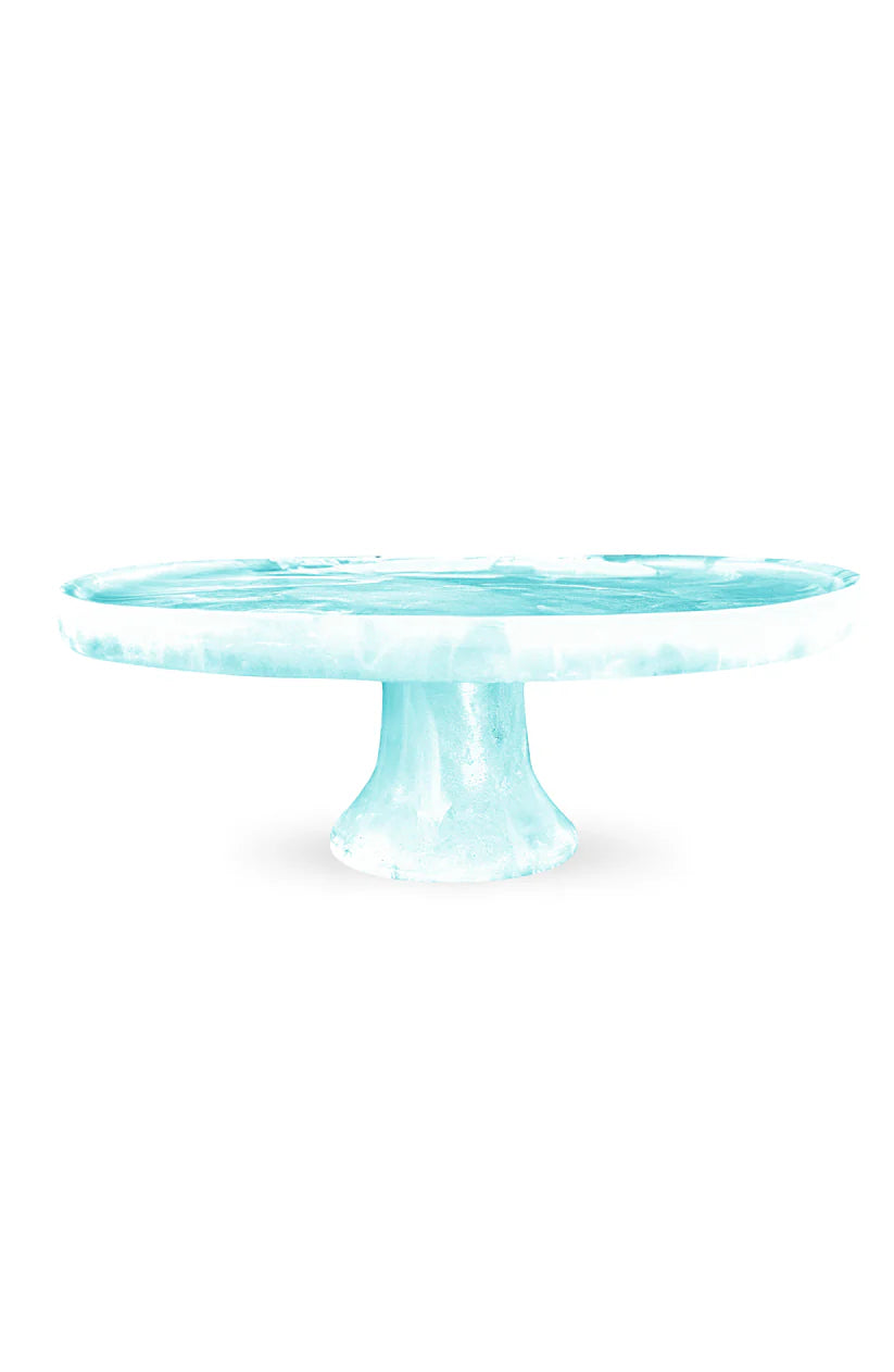 Footed Cake Stand in Aqua Swirl, from Nashi Home