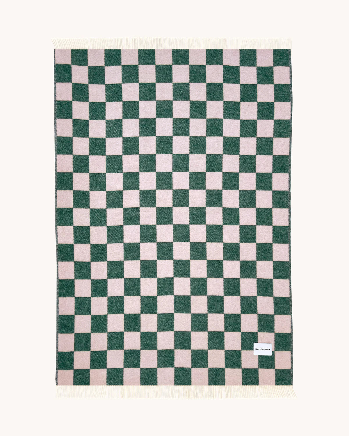 Checkerboard Blanket in Green and Pink, from Maison Duex - Image 2