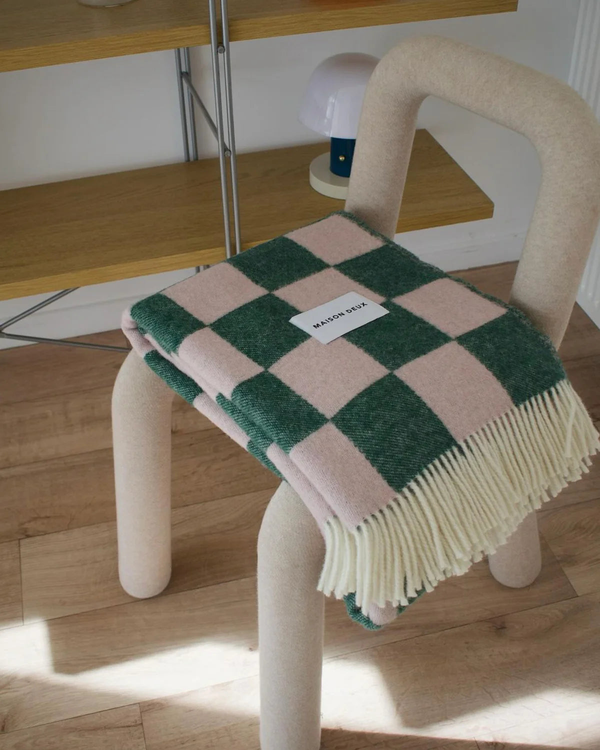 Checkerboard Blanket in Green and Pink, from Maison Duex - Image 3
