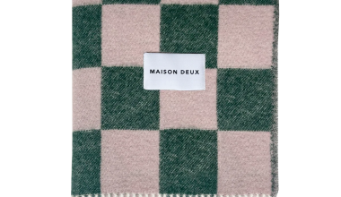 Checkerboard Blanket in Green and Pink, from Maison Duex