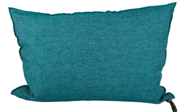 Crumpled Washed Linen Pillow 16x24 in Canard, from Maison De Vacances