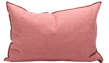 Crumpled Washed Linen Pillow 16x24 in Pivoine, from Maison De Vacances