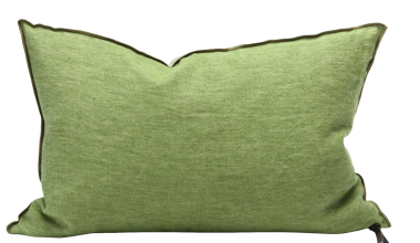 Crumpled Washed Linen Pillow 16x24 in Pomme, from Maison De Vacances