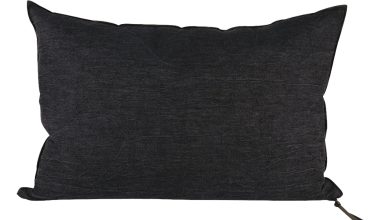Crumpled Washed Linen Pillow 16x24 in Charbon, from Maison De Vacances
