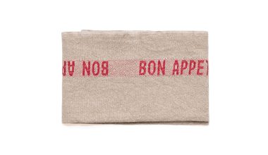 Bon Appetit Tea Towel in Linen Red, from Charvet Editions