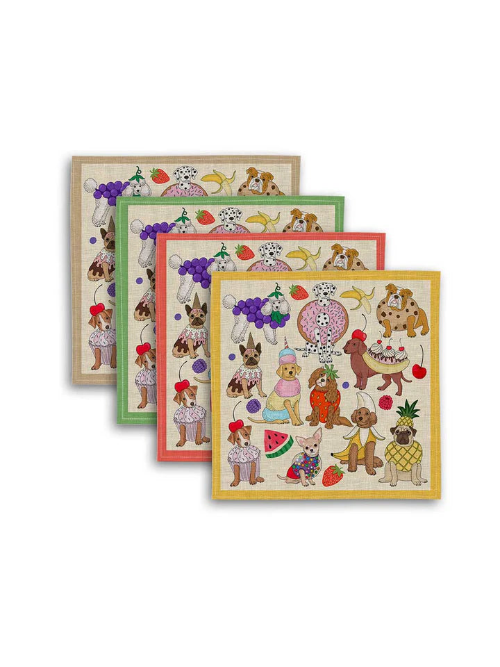 Dog Dessert Set of 4 Napkins, from Avenida Home