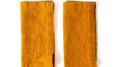Mustard Linen 18x18 Napkins Set of 2, from Linen Tales