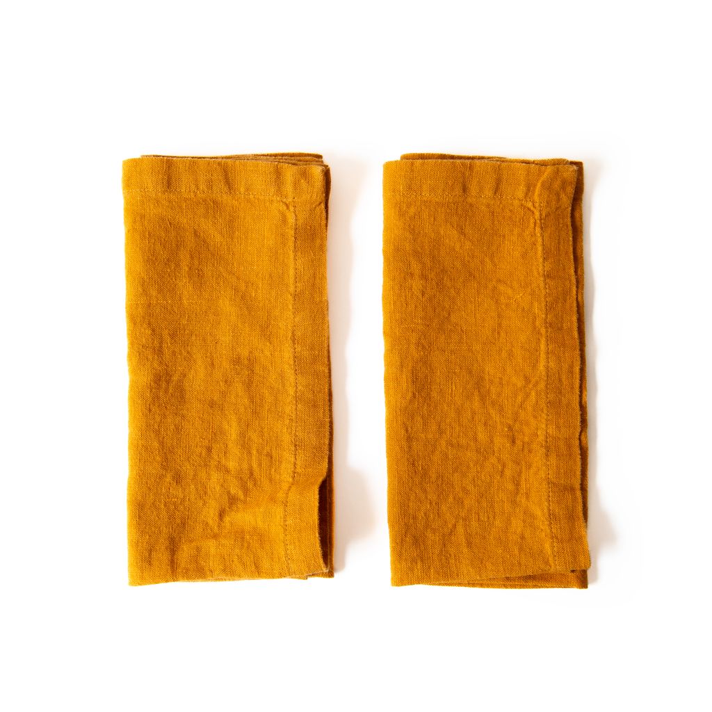 Mustard Linen 18x18 Napkins Set of 2, from Linen Tales