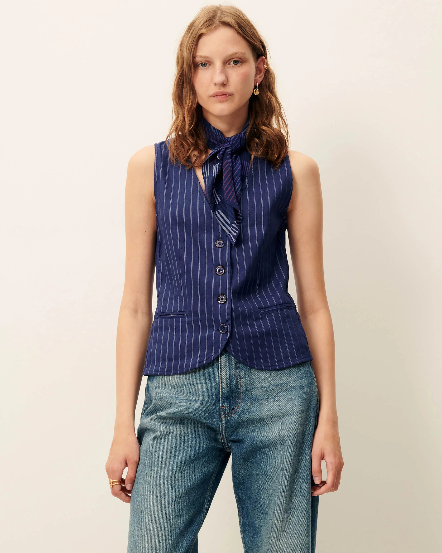 Fernando Buttoned Top in Blazer Blue, from Sessun - Image 2