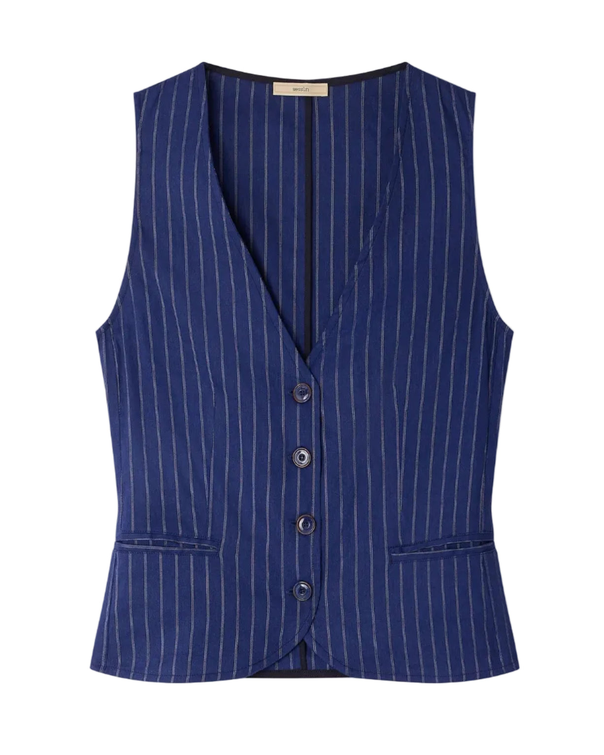 Fernando Buttoned Top in Blazer Blue, from Sessun