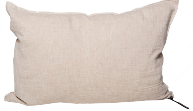 Crumpled Washed Linen Pillow 16x24 in Creme, from Maison De Vacances