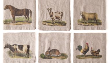 Farm Animals Linen Dinner Napkins (set of 6), from Linoroom