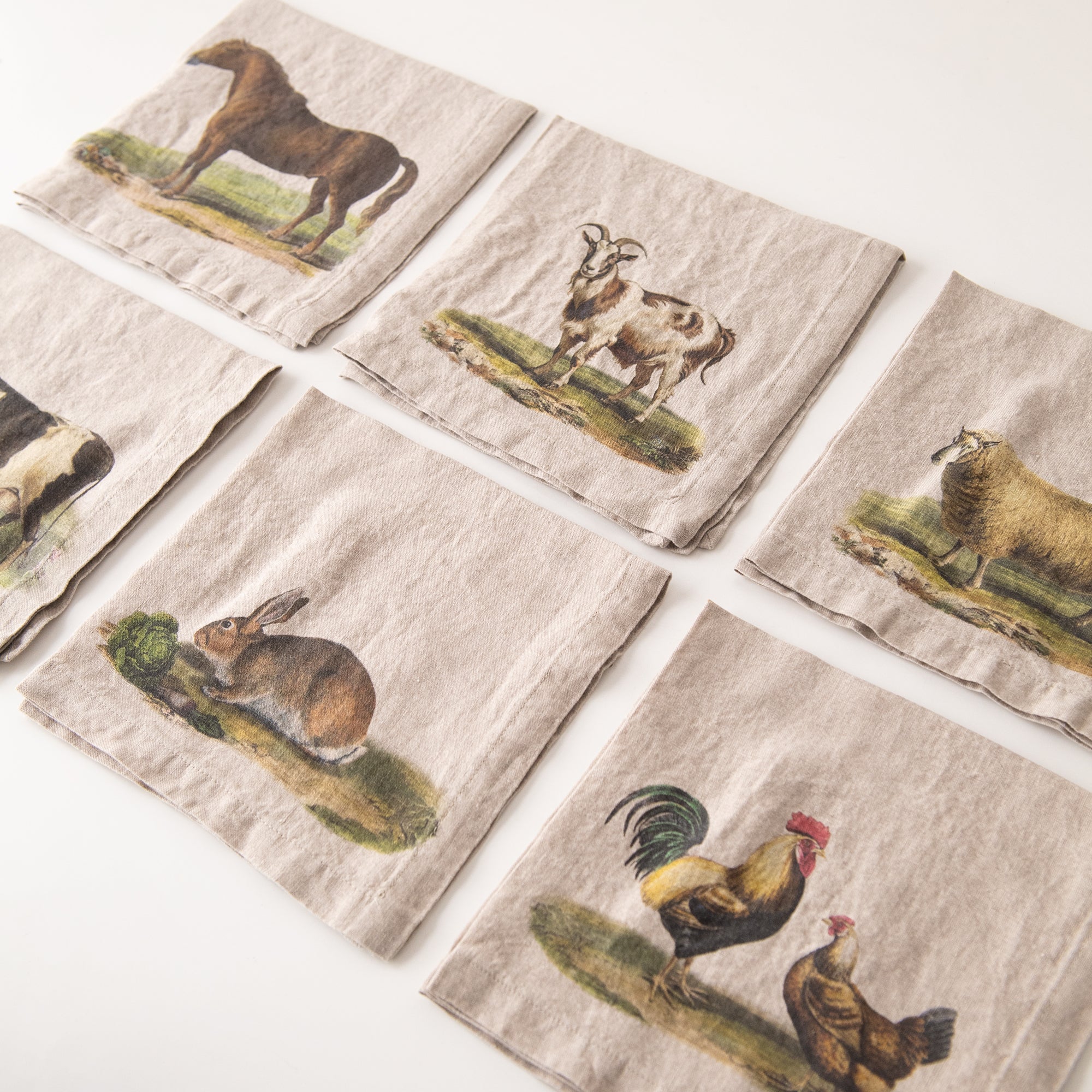 Farm Animals Linen Dinner Napkins (set of 6), from Linoroom - Image 2