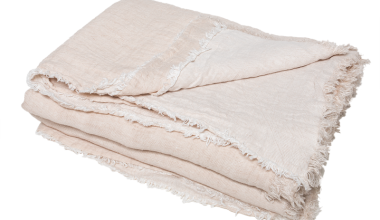 Crumpled Linen Washed Throw in Creme, from Maison de Vacances