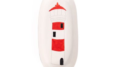 Large Oval Platter Lighthouse in Red, from Gemma Orkin Ceramics
