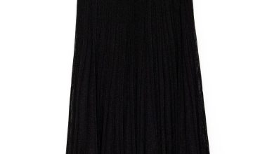 Gala Long Pleated Skirt in Noir, from Maison Lurex
