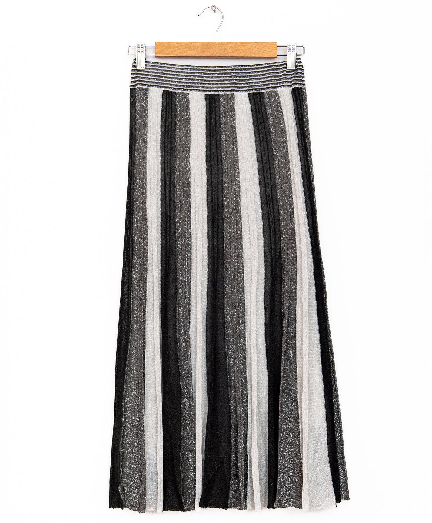 Gala Long Pleated Skirt in Gris & Argent, from Maison Lurex