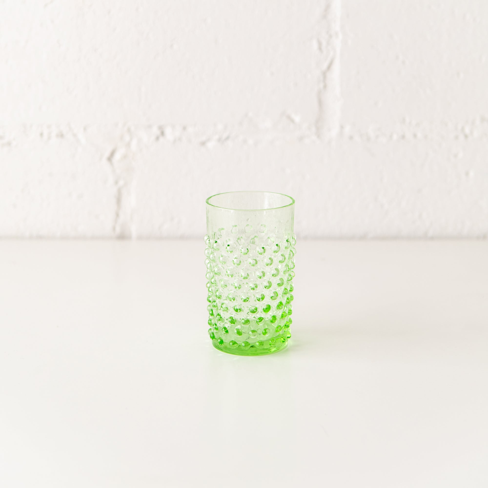 Hobnail Glass in Light Green