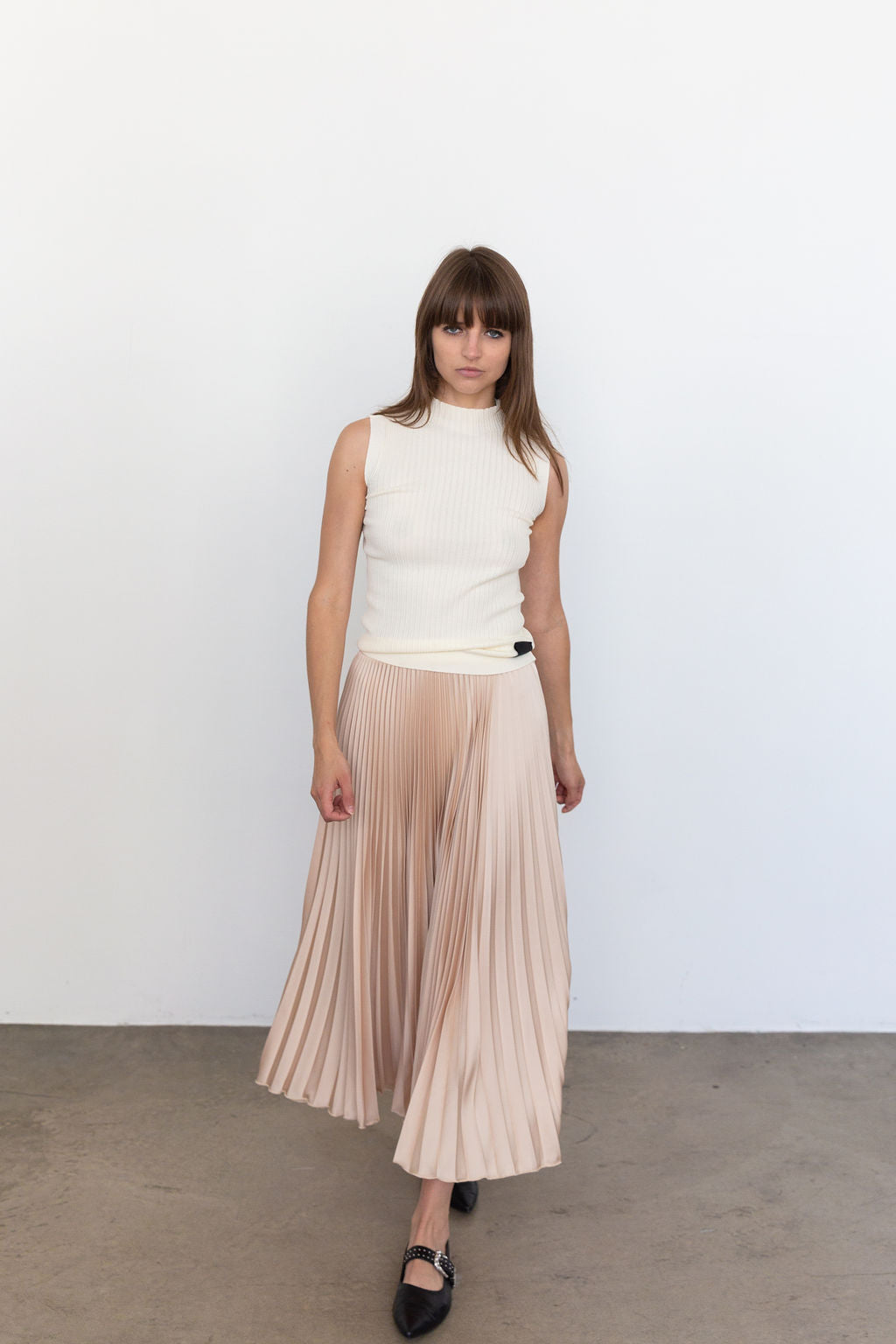 Benedetto Midi Skirt in Taupe, from Loyd Ford - Image 3