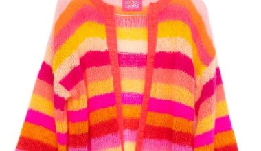 Multistripes Cardigan in Pink, from Rose Carmine