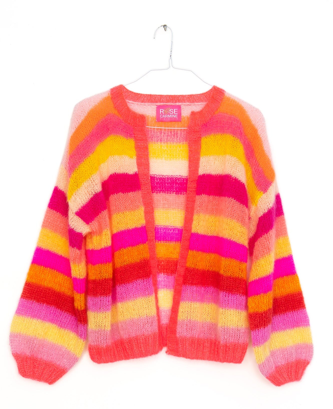 Multistripes Cardigan in Pink, from Rose Carmine