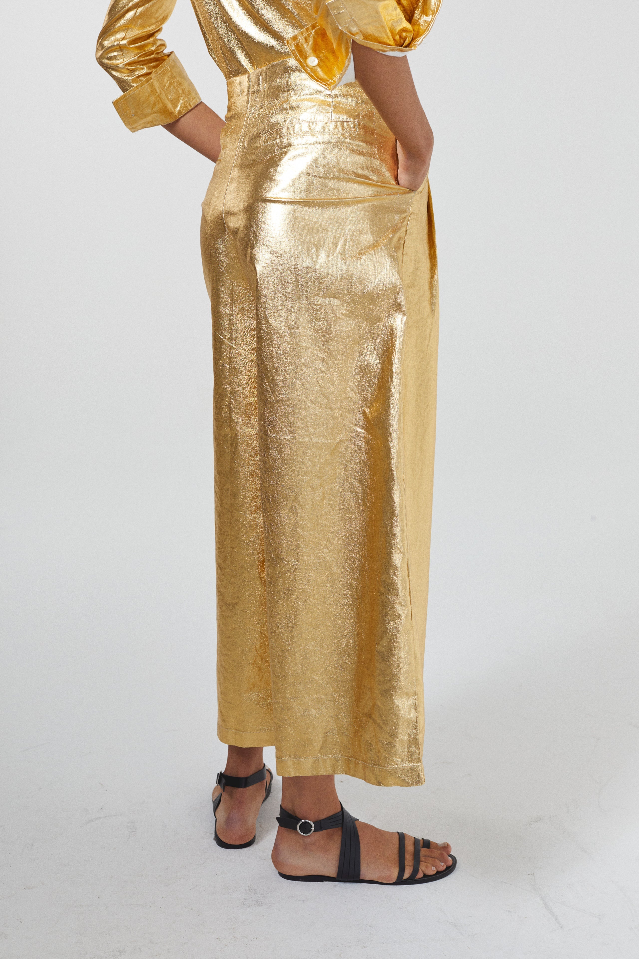 Metallic Gold Culotte Pant, from Lanhtropy - Image 5