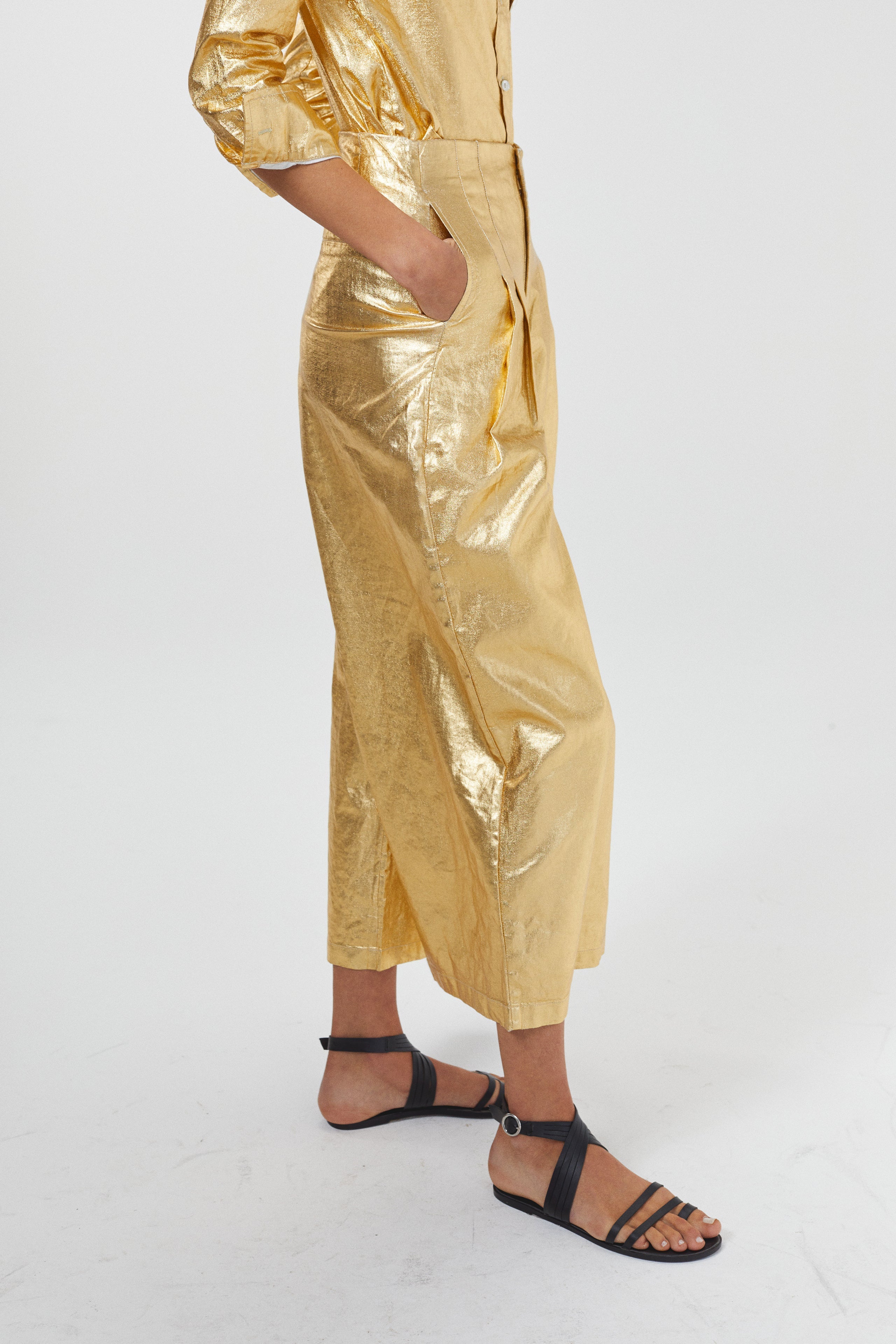 Metallic Gold Culotte Pant, from Lanhtropy - Image 6